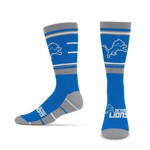 Nfl Detroit Lions Striped Running Crew Socks L Target