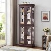 Vynxaria Cherry/Light Oak/Antique white Decorative Glass Storage Cabinet with Adjustable Shelves - 3 of 4