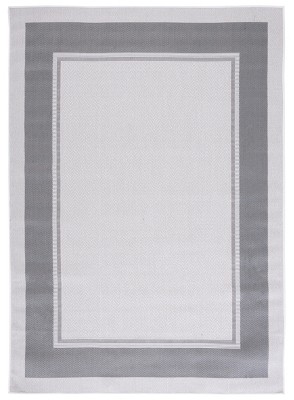 Ivory and Grey Rectangular Hand-knotted Synthetic Area Rug