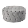 Grungis Velvet Round Benches,Modern Comfy Upholstered Ottoman,Ottoman Bench for Living Room,Bedroom - 4 of 4
