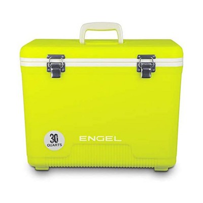 Engel 30 Quart 48 Can Leak Proof Odor Resistant Insulated Air Tight Storage Lunch Box Cooler Drybox with Integrated Shoulder Strap, Yellow High Viz