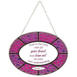 Dicksons All Your Heart Purple and Pink 6.5 x 9 Inch Glass Sun Catcher with Suction Cup - 1 of 2