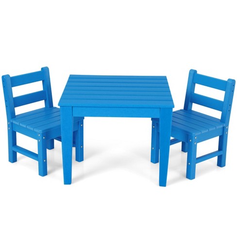 Costway Kids Table & 2 Chairs Set Toddler Activity Play Dining Study Desk  Baby Gift Blue