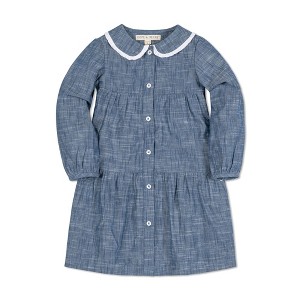 Hope & Henry Girls' Long Sleeve Tiered Button Front Peter Pan Collar Dress, Kids - 1 of 4