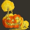 Junior's Design By Humans Halloween Pumpkin with Candle and Evil Smile By wubbadub T-Shirt - 2 of 2
