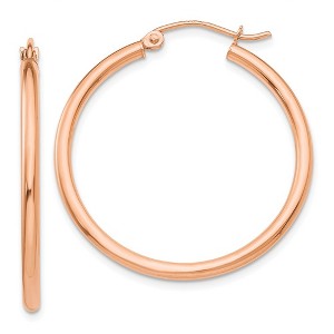 Black Bow Jewelry 2mm, 14k Rose Gold Polished Round Hoop Earrings, 30mm (1 1/8 Inch) - 1 of 4