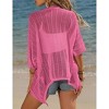 Womens Short Sleeve Cardigan Beach Cover Up Hollow-Out Sweater Cardigan Batswing Sleeve Cover Up Lightweight Cardigan - 2 of 4