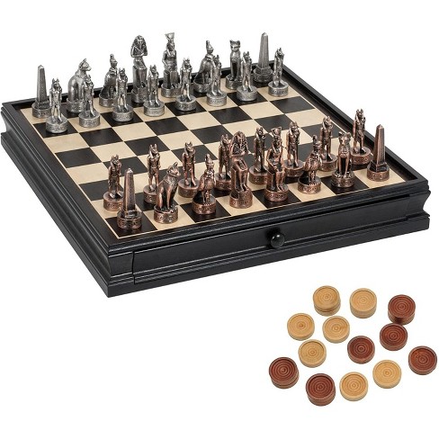 Egypt Pharaoh Chess Pieces with Storage | Rosetree Wooden Chessboard | Vintage Chess Set | buy Customized Chess | Unique Chess Gift