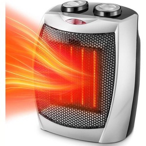 ZAFRO Small Space Heater Electric Portable Heater Fan for Home&Office Ceramic Fan Heaters with Adjustable Thermostat, 750W/1500W (8.1 Inch, Silver) - 1 of 4