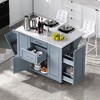 Okak Kitchen Island with Tilt Trash Can Cabinet, Kitchen Cart with Pull Out Cabinet Organizer and Drop Leaf, Countertop Organizer for Kitchen - 3 of 4
