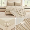 BAGOKIE 5/7 Pieces Fleece Striped Bed in a Bag Set with Comforter, Sheets, Pillow Sham & Pillowcase, Beige - 4 of 4