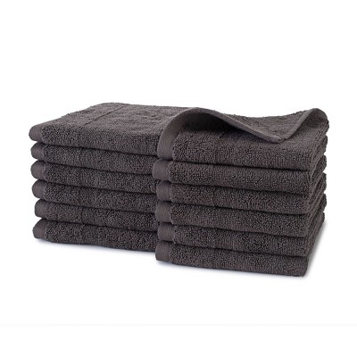 12pc Purity Wash Cloth Dark Gray - Martex