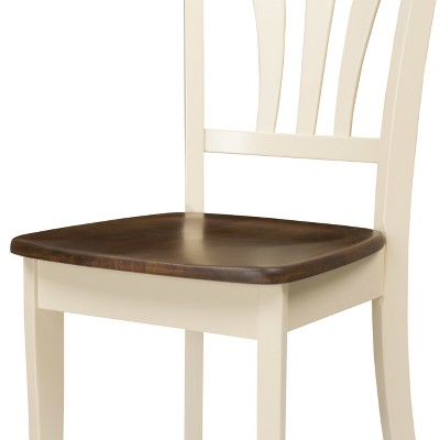 High Ladderback Cream and Brown Wood Side Chair Set