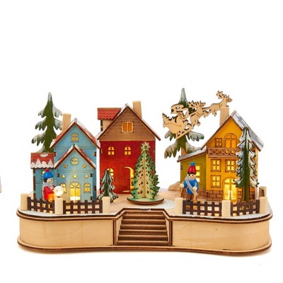 Kurt Adler 7.08" Battery-Operated Village Musical LED House with Motion