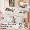 Floating Bed Frame with Charging Station, Upholstered Platform Beds with Storage Headboard - 4 of 4
