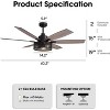 Siljoy 60 Inch Ceiling Fans with Lights and Remote Control, Farmhouse Ceiling Fan for Bedroom Living Room Black - 2 of 4