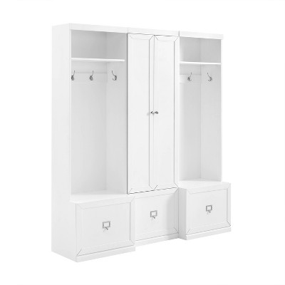 3pc Harper Entryway Pantry Closet & 2 Hall Trees Set White - Crosley ...