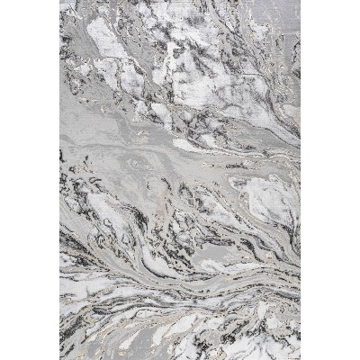 Abstract Swirl Marbled Gray Synthetic 5'x8' Area Rug