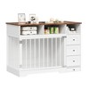 48" Dog Crate Furniture, Farmhouse Dog Kennel Furniture with Dog Bowl & 3 Storage Drawers, Heavy Duty Dog Cage End Table for Medium Small Dogs - 3 of 4
