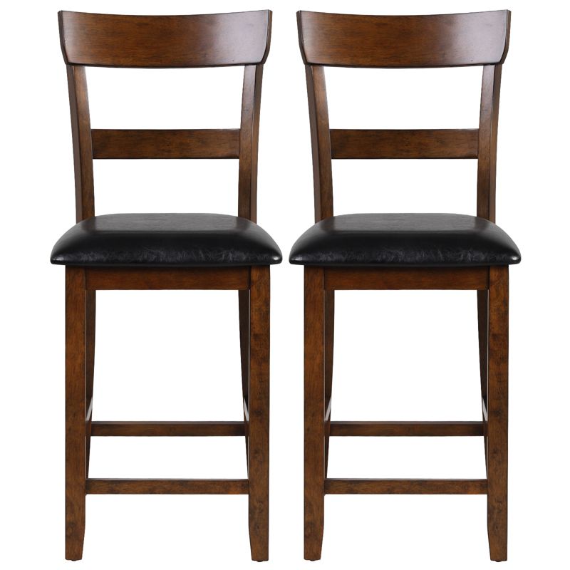 Tangkula Set of 4 Bar Stools Vintage Wooden Dining Chair for Kitchen, Bistro Brown&Black, 5 of 10