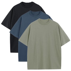Blu Rock Men's Oversized Heavyweight Cotton Crew Neck Short Sleeve Tee Loose Fit Tops-3 Pack - 1 of 3