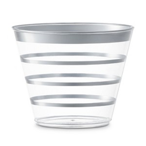 Smarty Had A Party 9 oz. Clear w/ Silver Stripes Plastic Party Cups - 240 pcs - 1 of 4