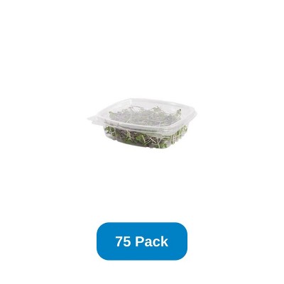Jaya 8 oz Rectangular Container Clear PLA Hinged Lid - Pack of 75