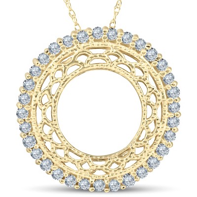 Pompeii3 1/2ct Vintage Diamond Circle Pendant 14K Yellow Gold