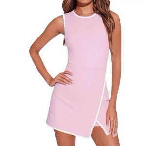 Women's Workout Tennis Dress with Built-in Bra & Shorts Pockets Sleeveless Crewneck Golf Athletic Mini Dresses