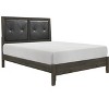 TiramisuBest Contemporary Design Dark Gray Finish Queen Bed 1pc Button-Tufted Faux Leather Upholstered Headboard Wooden Bedroom Furniture - - 4 of 4