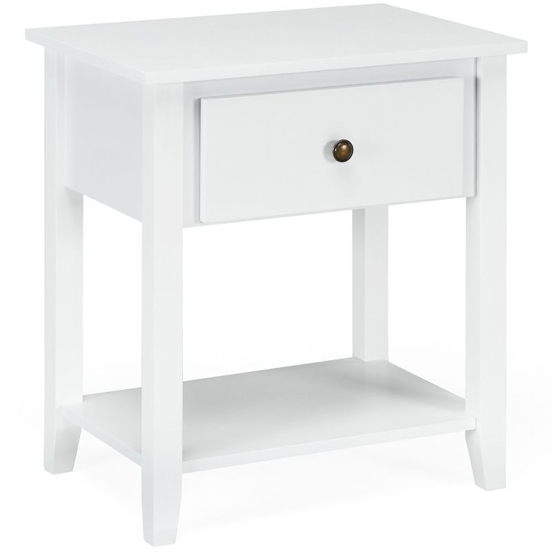 Costway Nightstand Beside Table Chest Sofa Table End Table Accent Table White, 1 of 11
