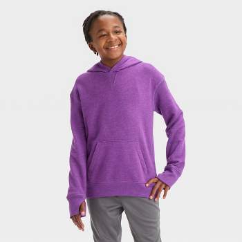 Kids Girls Boys Sweat Shirt Tops Plain Purple Hooded Jumpers Hoodies Age  2-13 Yr