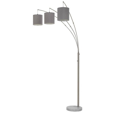 89" Metal Lyndon Arc Floor Lamp with Drum Shade and Marble Base Gray - Cal Lighting