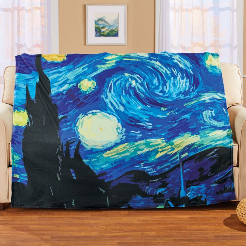 Collections Etc 5-Foot Starry Night Inspired Throw Blanket, 2 of 3