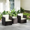 Resenkos Folding Wicker Bistro Set, Cushions and Glass Coffee Table for Porch, Balcony, - 2 of 4
