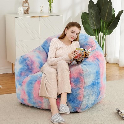 Oversized Bean Bag Chair, Memory Foam Lounger for Adults & Kids, Dorm Room Couch Replacement for Living Rooms, Bedrooms, Blue