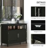 Resenkos Kitchen Console Table with 2-Level Cabinet & Display Shelf, Black - 3 of 4