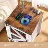 Farmhouse Nightstand with Charging Station, 18" Bedside End Table with Barn Mesh Door - 4 of 4