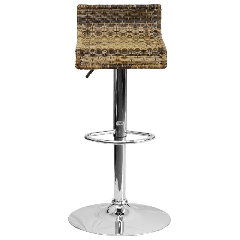 Flash Furniture Contemporary Wicker Adjustable Height Barstool with Waterfall Seat and Chrome Base, 5 of 6