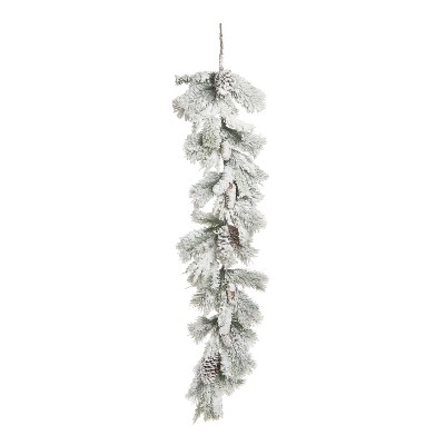 Transpac Artificial 60 in. White Christmas Frosted Pine Garland