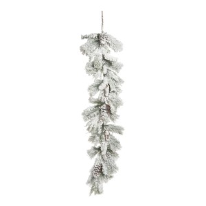 Transpac Artificial 60 in. White Christmas Frosted Pine Garland - 1 of 4