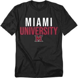 Men's Miami University Ohio Stacked T-Shirt, Black, Small - 1 of 4