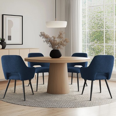 Set of 4 Upholstered Dining Chairs with Arms, Modern Accent Chairs with Metal Legs, Comfortable Padded Seat for Dining Room & Kitchen-Maison Boucle
