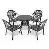 5-Piece Cast Aluminum Outdoor Dining Set: Round Table, Stackable Chairs & Brown Cushions - All-Weather Patio Furniture for Your Backyard - 3 of 4