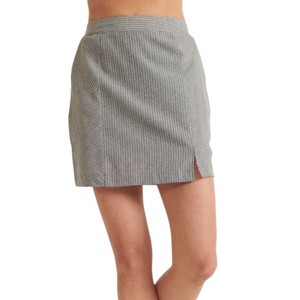 Slickblue Pinstripe Mini Skirt with Banded Front Waist – S/M/L – Loose Fit, Side Pockets & Slit, Color Options - 1 of 4