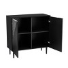SEVOBAL Utility Storage Cabinets Modern Minimalist Side Cabinet with Adjustable Shelves and Geometric Design, Black, 35"*15.75"*35" - 3 of 4