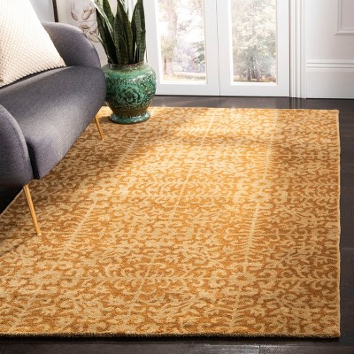 Handmade Tufted Gold and Beige Wool Area Rug 3' x 5'