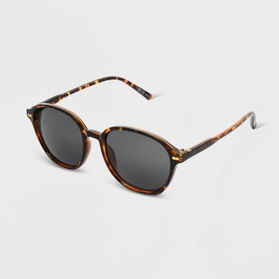 Women&#39;s Shiny Plastic Round Gray Lens Sunglasses - Universal Thread&#8482; Brown/Tortoise Print
