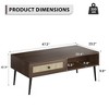 MAYEERTY 47-Inch Walnut Modern Coffee Table - Wooden 2-Tier Rectangular Center Table with PVC Rattan Door Drawer - 3 of 4