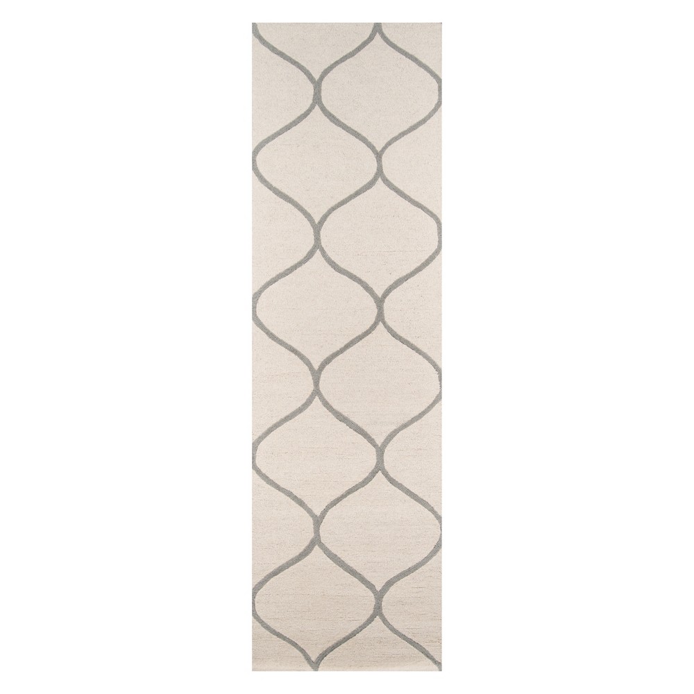 2'3inx8' Geometric Tufted Runner Ivory - Momeni